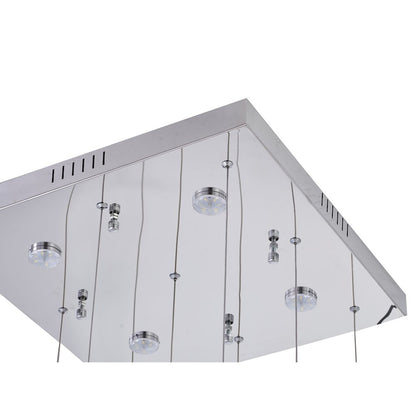 10-Light Chrome LED Chandelier With Clear Crystal Accents