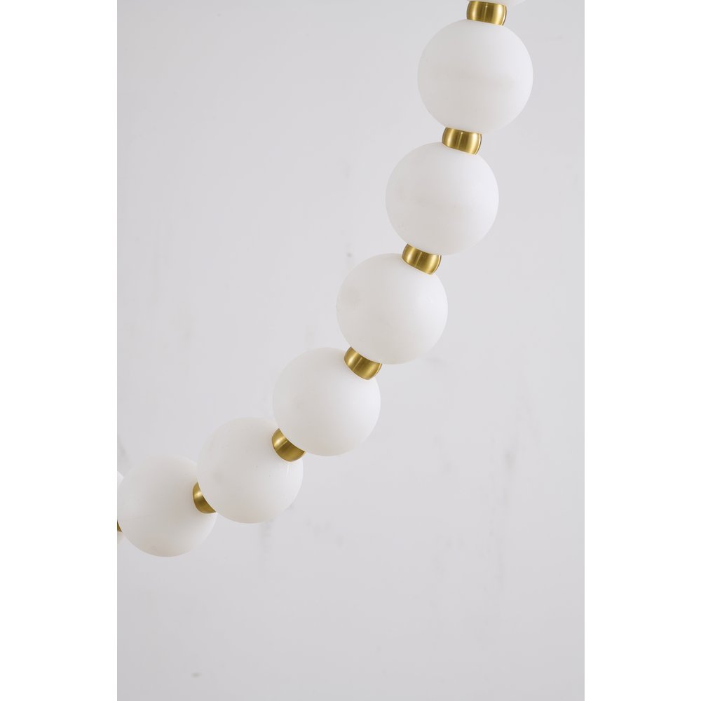 30-Light Brass LED Chandelier With White Acrylic Ball Shades