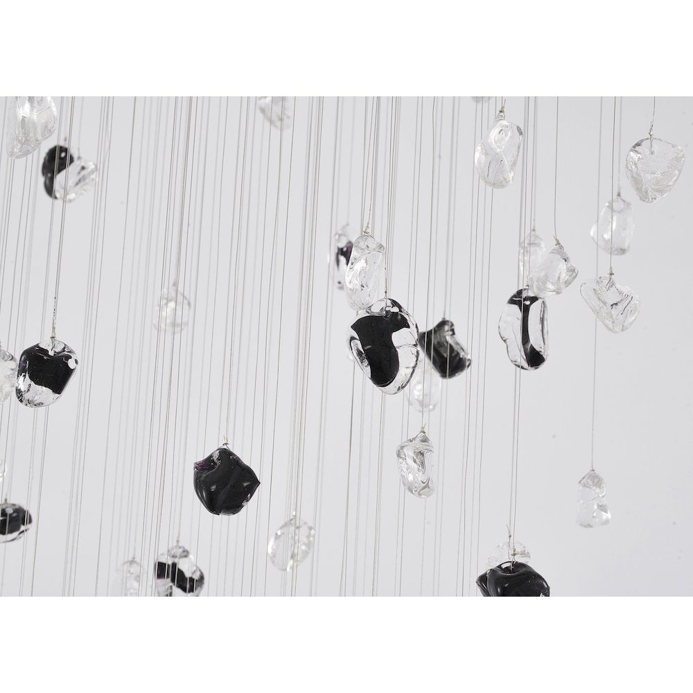 9-Light Chrome Flushed Chandelier With Smoke And Clear Glass Stones