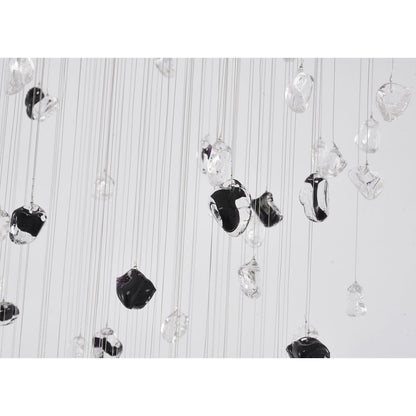 9-Light Chrome Flushed Chandelier With Smoke And Clear Glass Stones