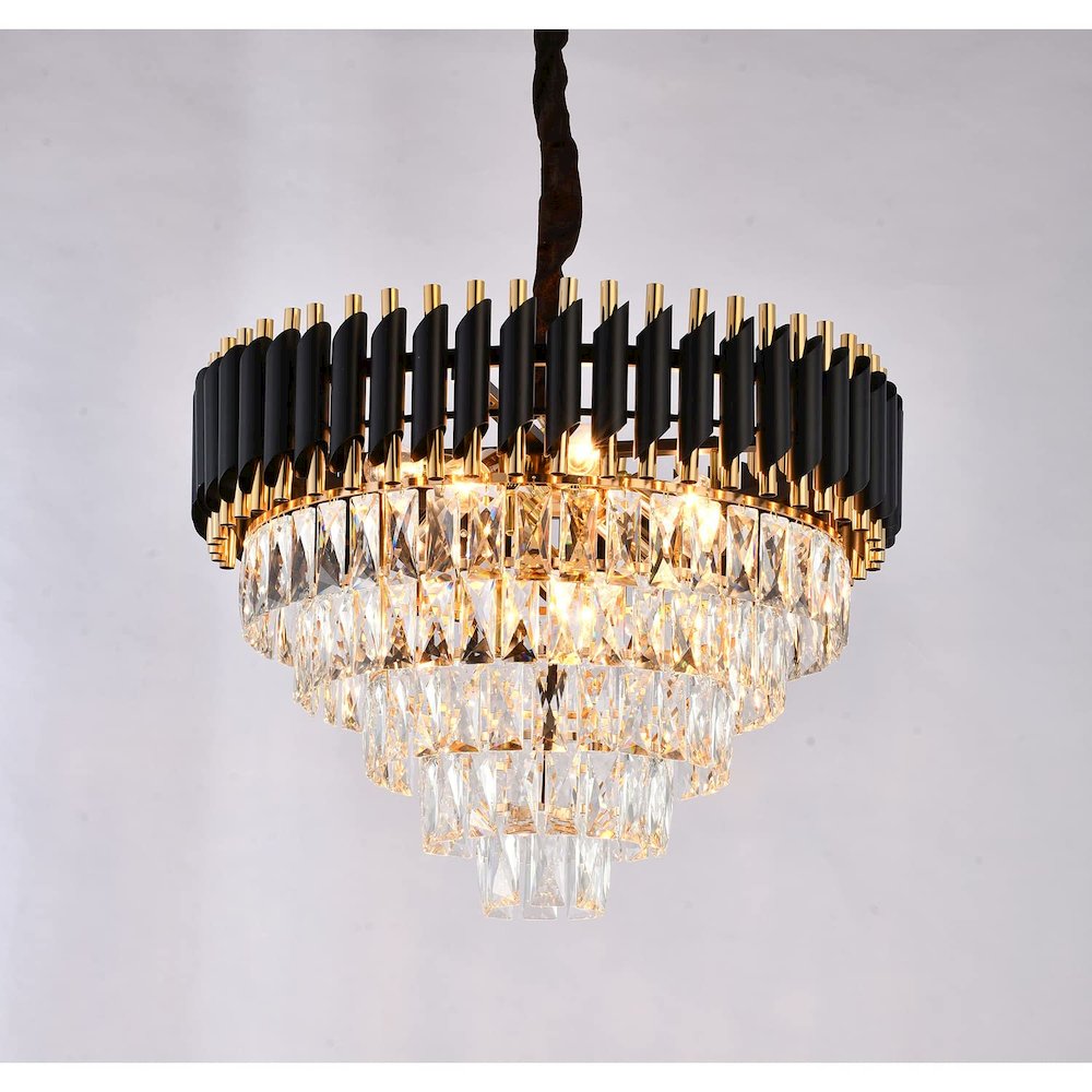 Bethel International Chandelier in Black & Gold Color