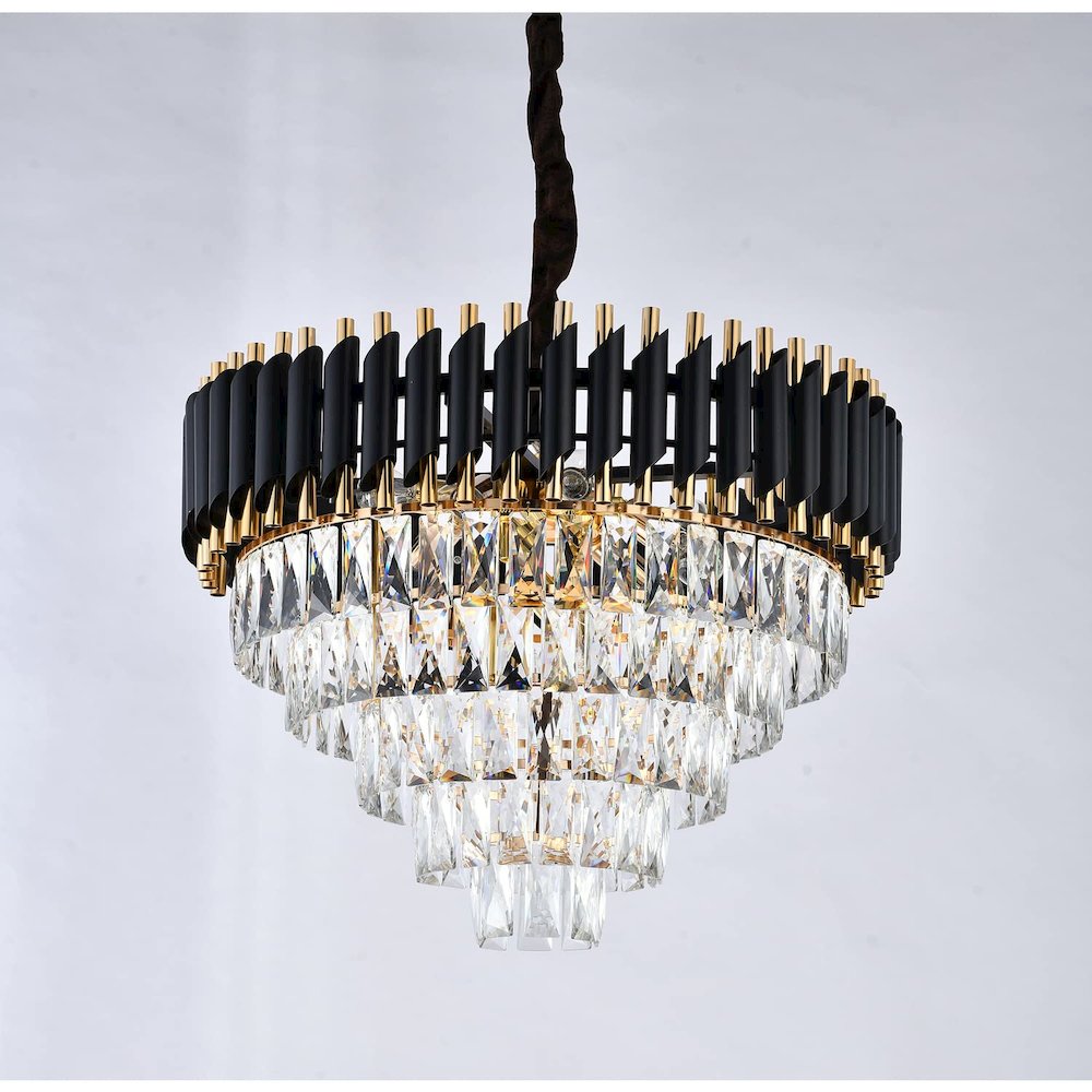 Bethel International Chandelier in Black & Gold Color