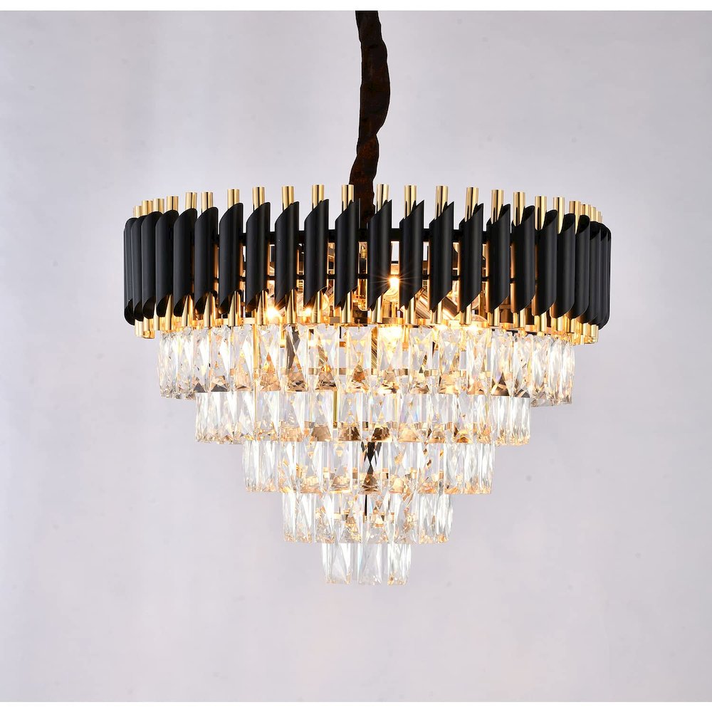 Bethel International Chandelier in Black & Gold Color
