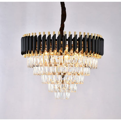 Bethel International Chandelier in Black & Gold Color