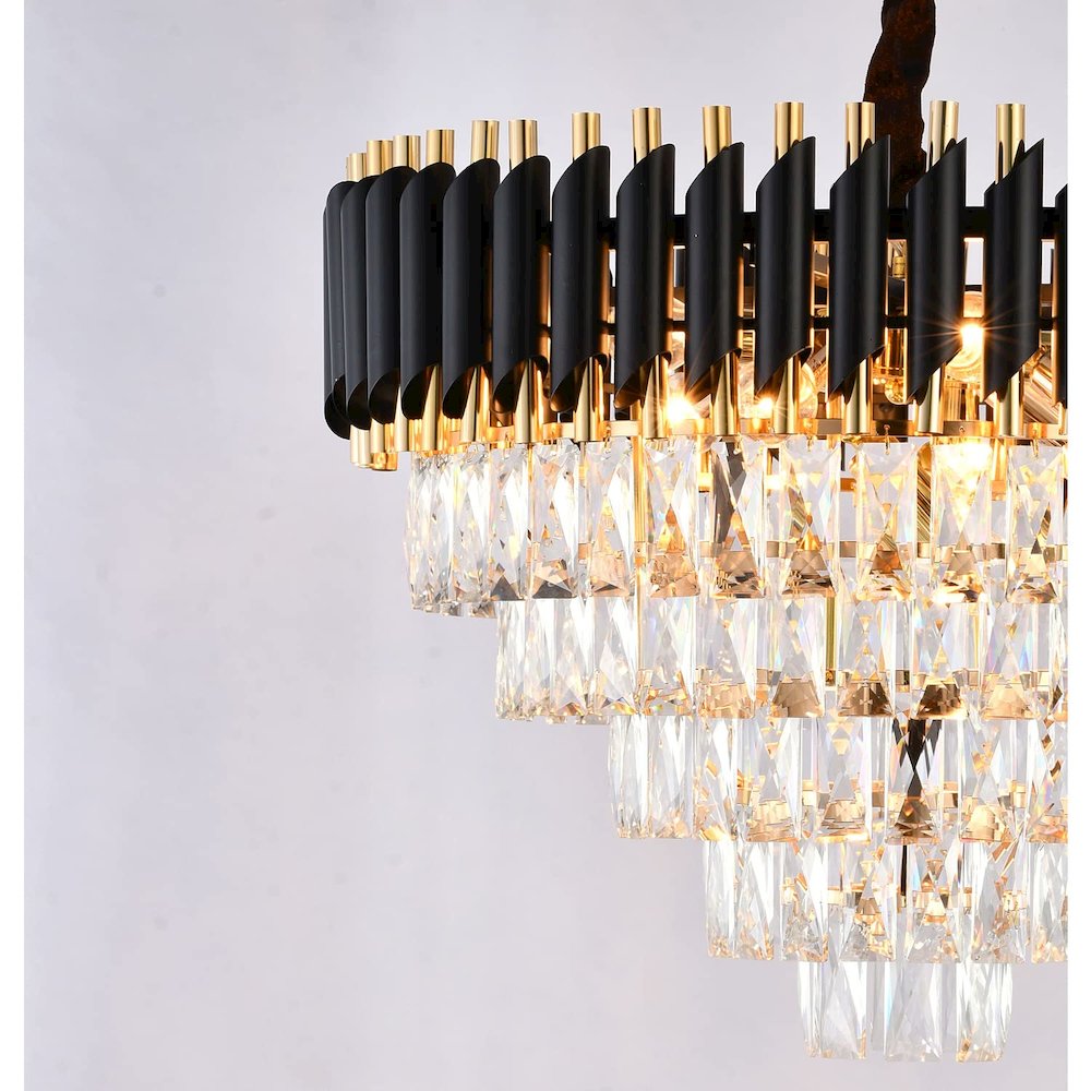 Bethel International Chandelier in Black & Gold Color
