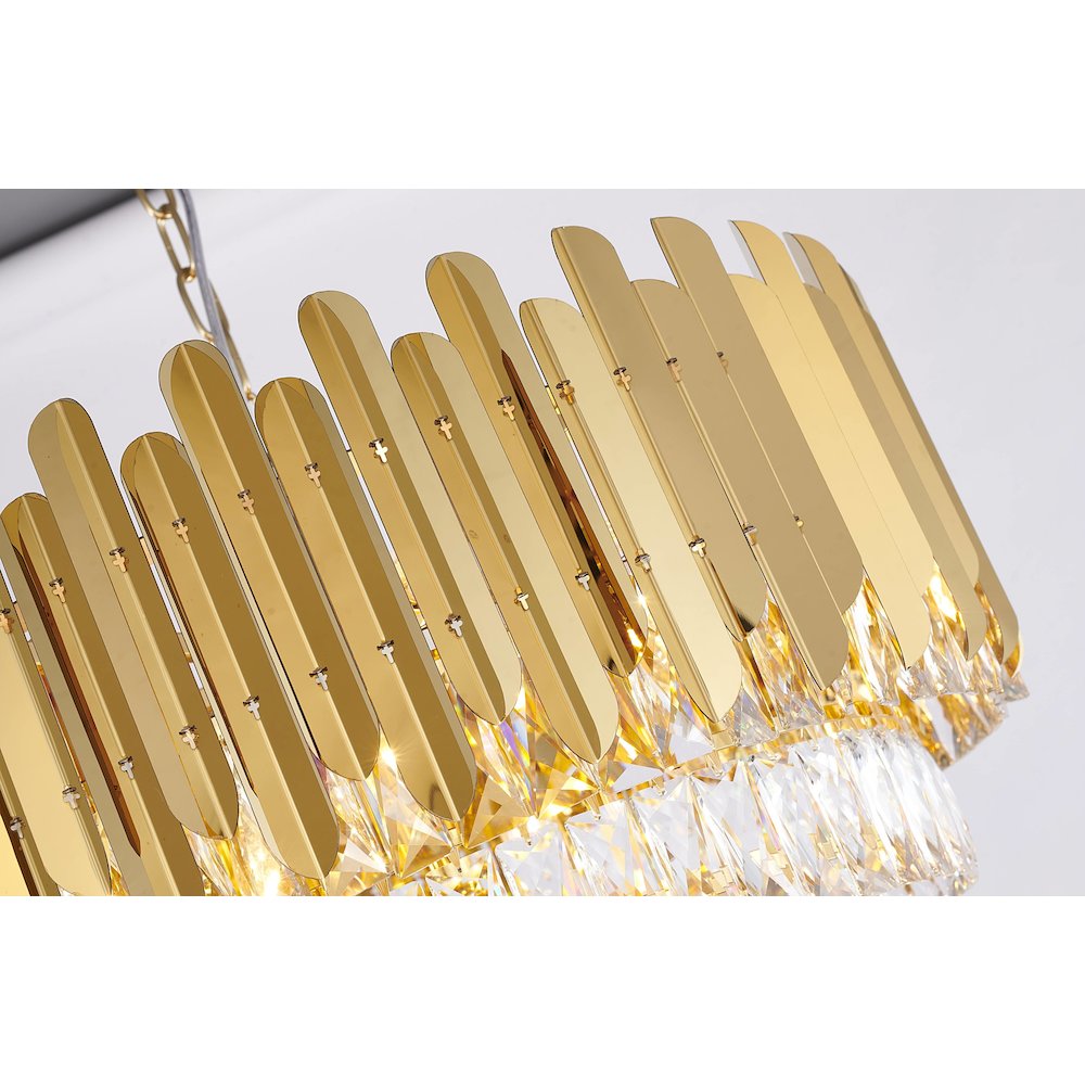 15-Light Gold Stainless Steel Chandelier With Clear Crystals