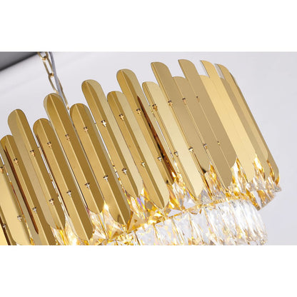 15-Light Gold Stainless Steel Chandelier With Clear Crystals