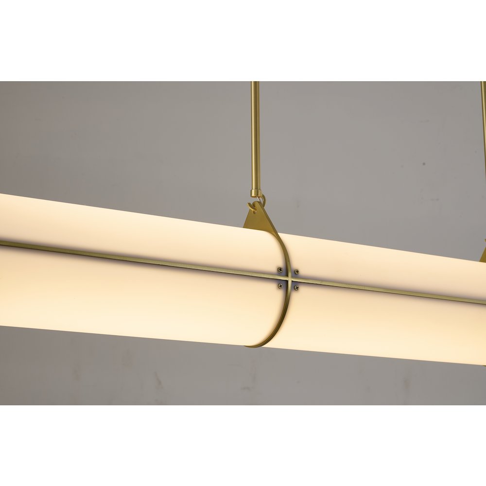 1-Light Satin Brass LED pendant With A Clear Frosted Glass Shade