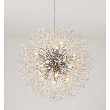 16-Light Chrome Stainless Steel Chandelier With Clear Crystal Accents