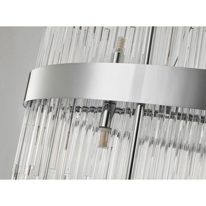 24-Light Chrome Stainless Steel Chandelier With Clear Glass Rods