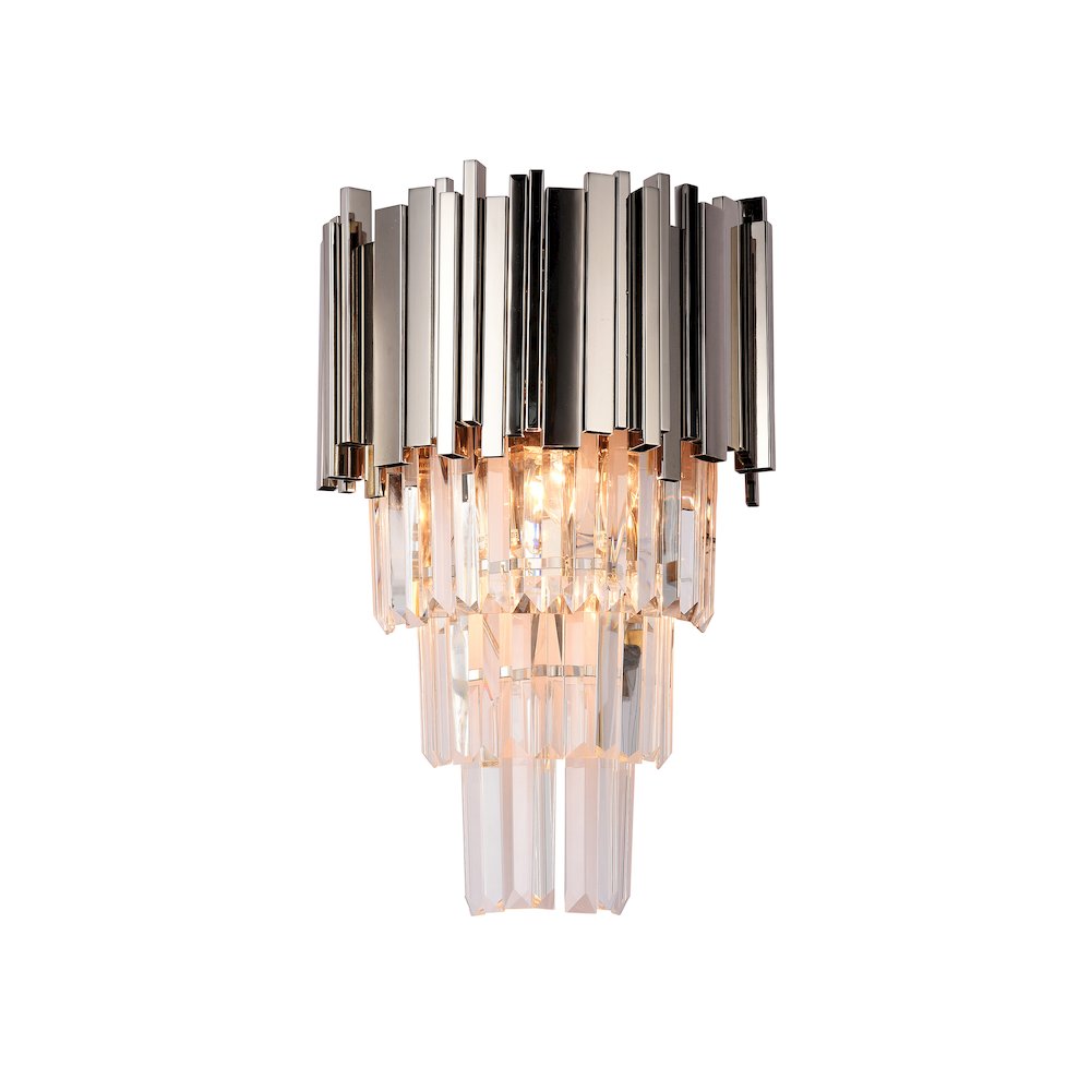 3-Light Chrome Wall Sconce With Clear Crystals