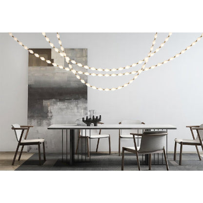 16-Light Antique Brass Link LED Chandelier With White Glass Shades