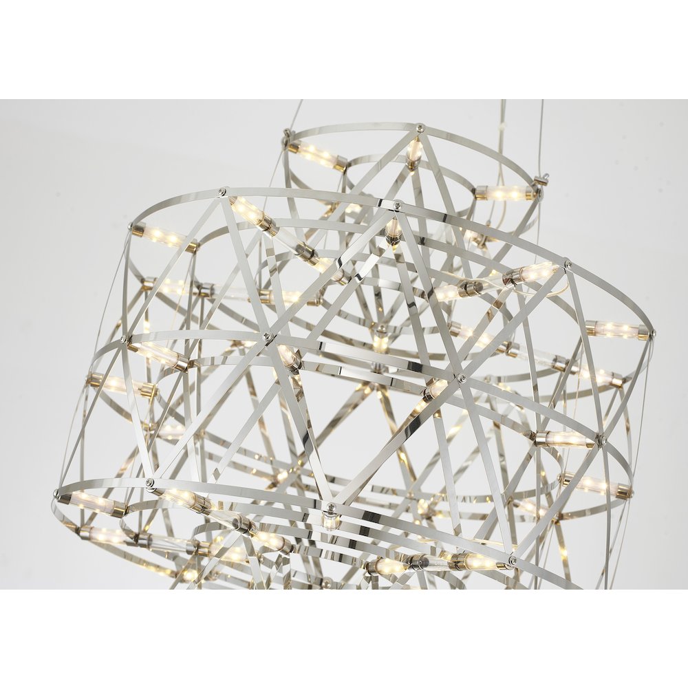 40-Light Dimmable Chrome Stainless Steel LED Chandelier in a 3-Tier Design