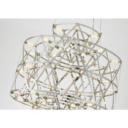 40-Light Dimmable Chrome Stainless Steel LED Chandelier in a 3-Tier Design