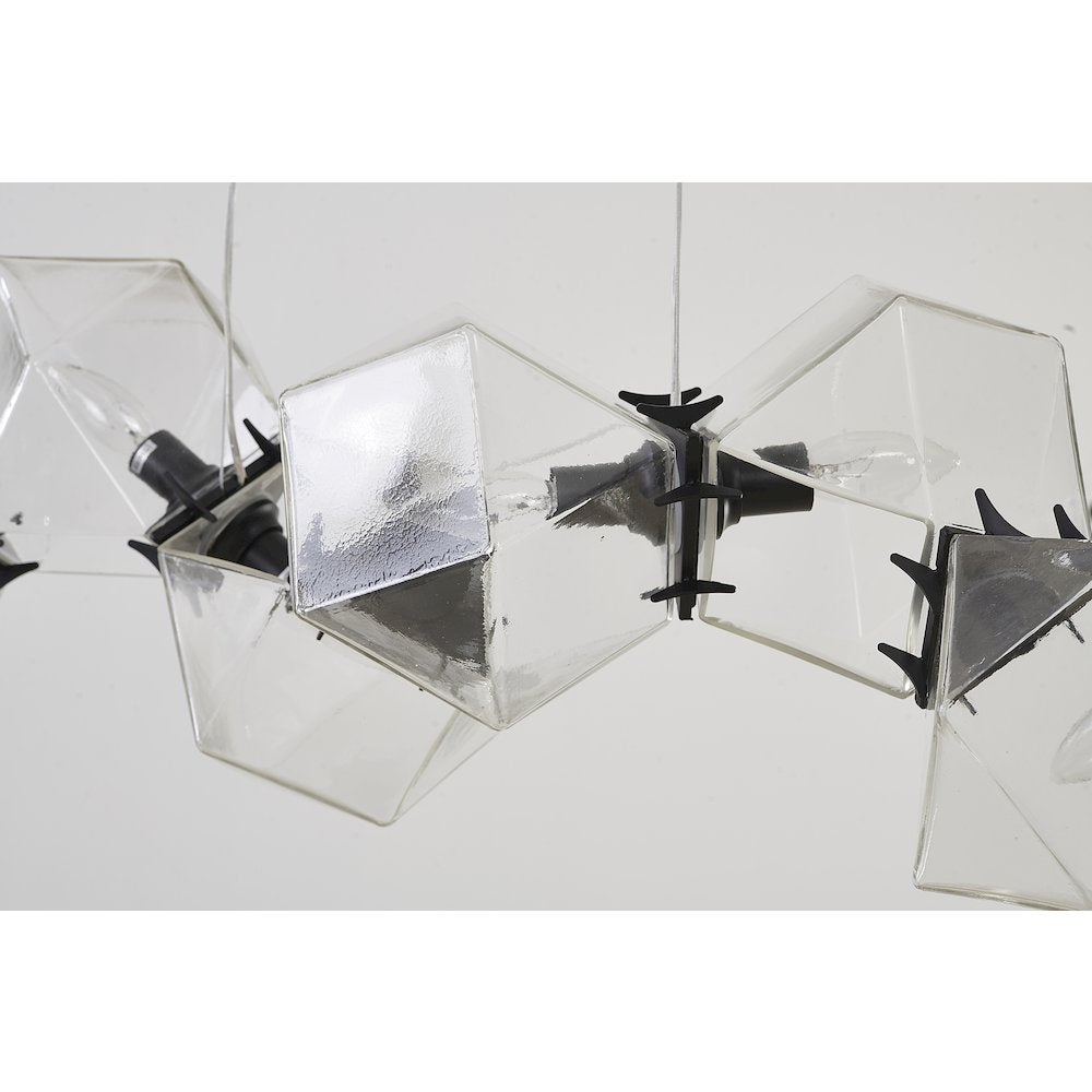 8-Light Black Block Chandelier With Clear Glass Cubes