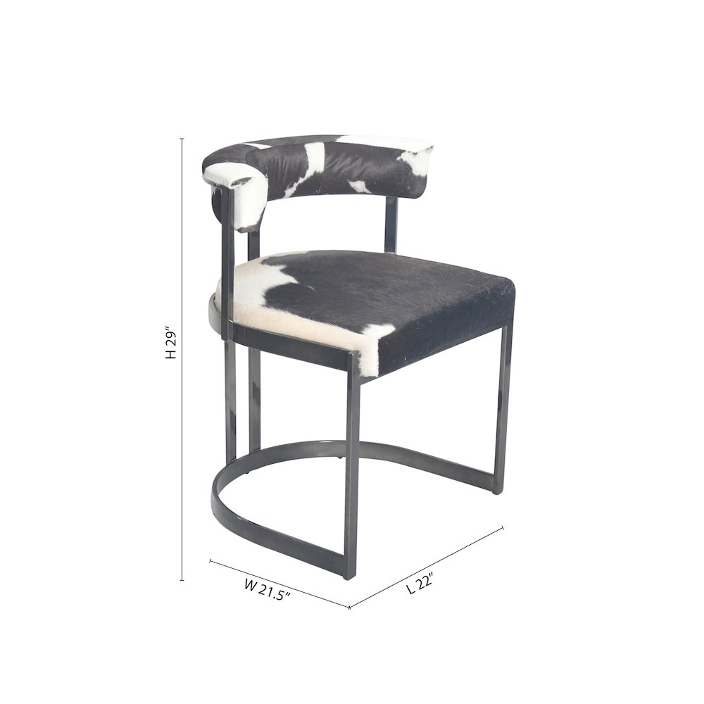 Black Stainless Steel Chair With Black And White Hairline Leather