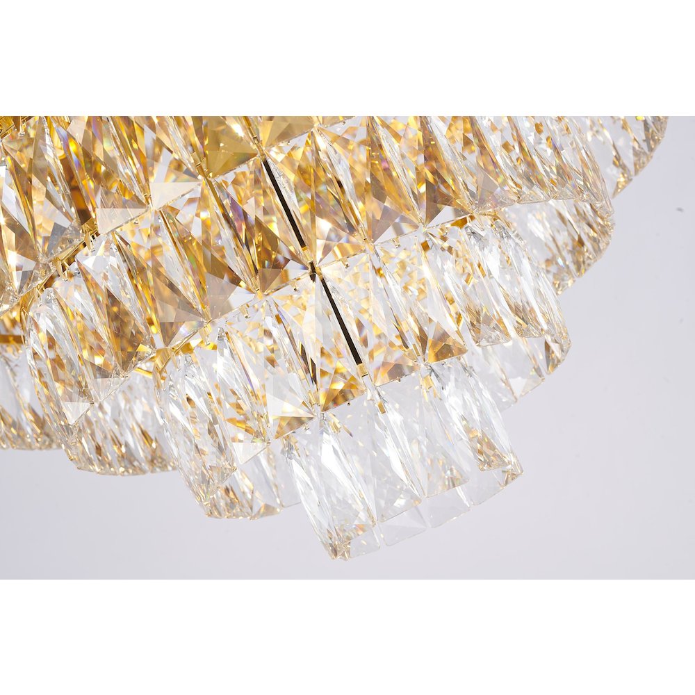 15-Light Gold Stainless Steel Chandelier With Clear Crystals
