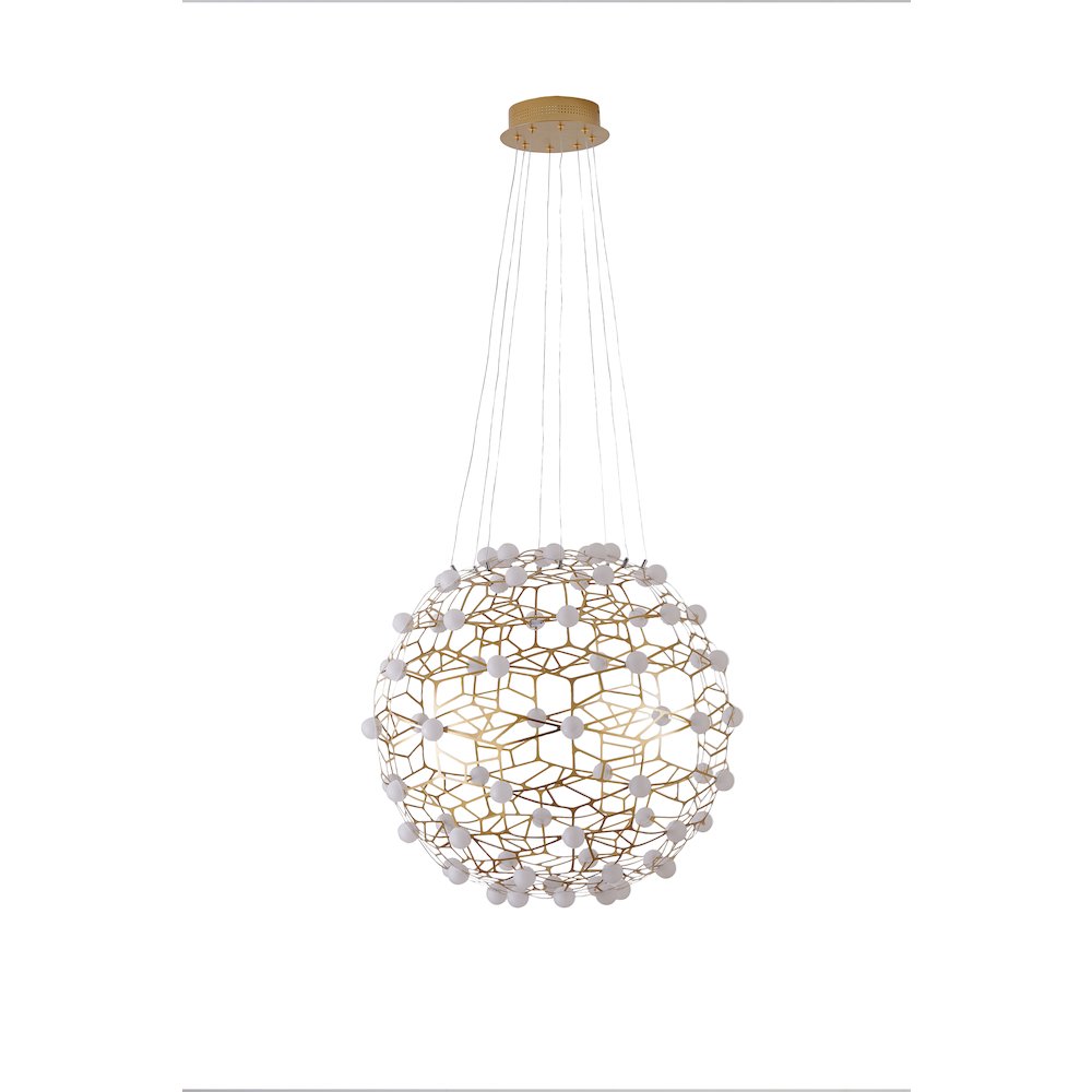 70-Light Gold Dimmable LED Chandelier With White Acrylic Diffusers
