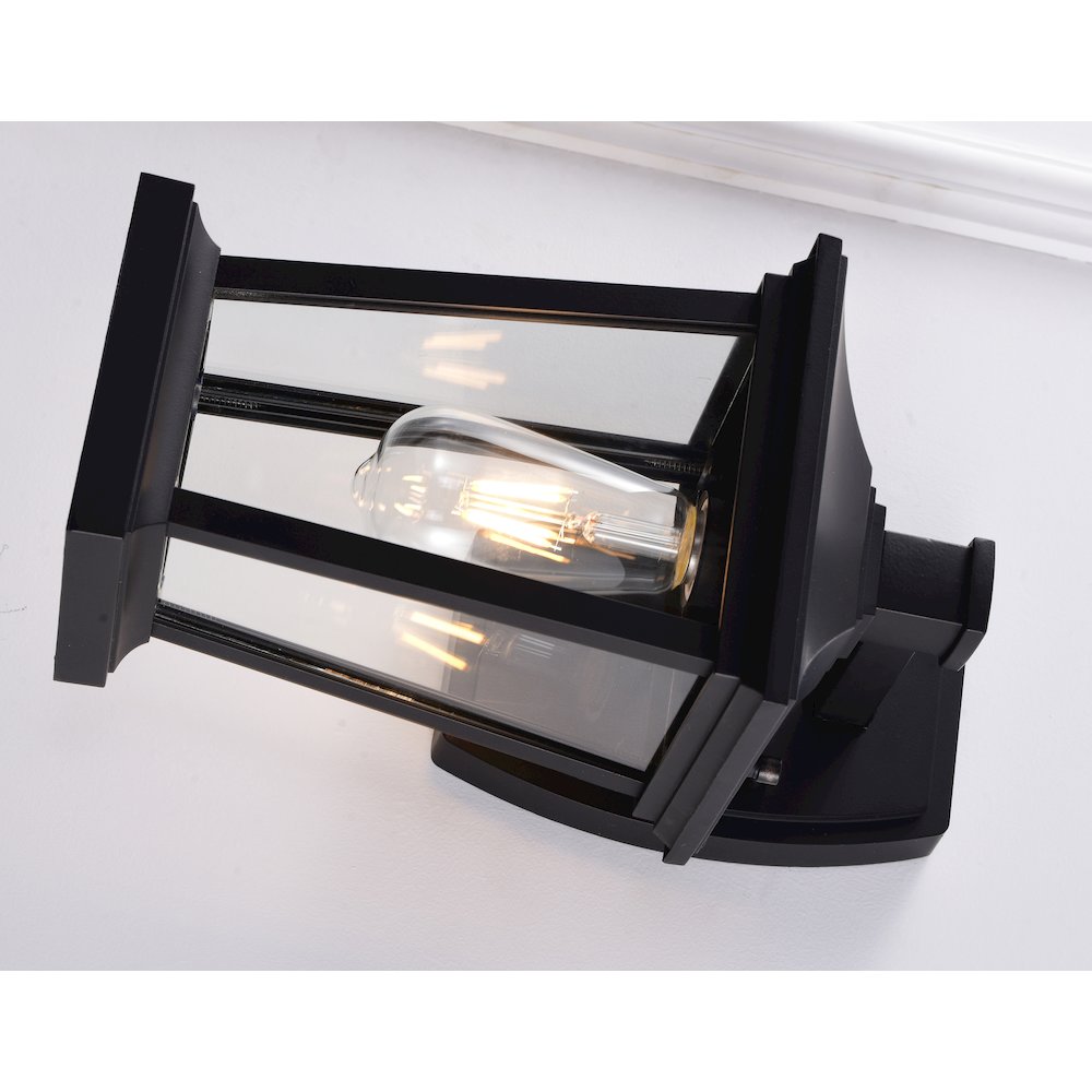 1-Light Bronze Metal Outdoor Wall Sconce With A Clear Glass Shade