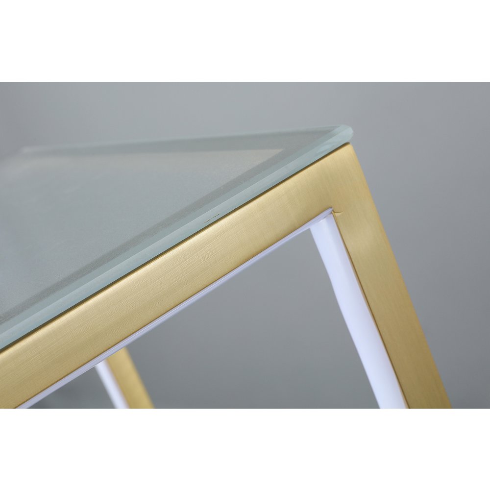 12-Light Gold Aluminum LED Side Table With A Frosted Glass Top