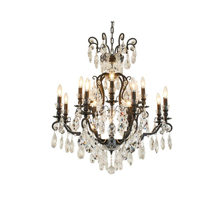 13-Light Black Chandelier With Clear Crystals