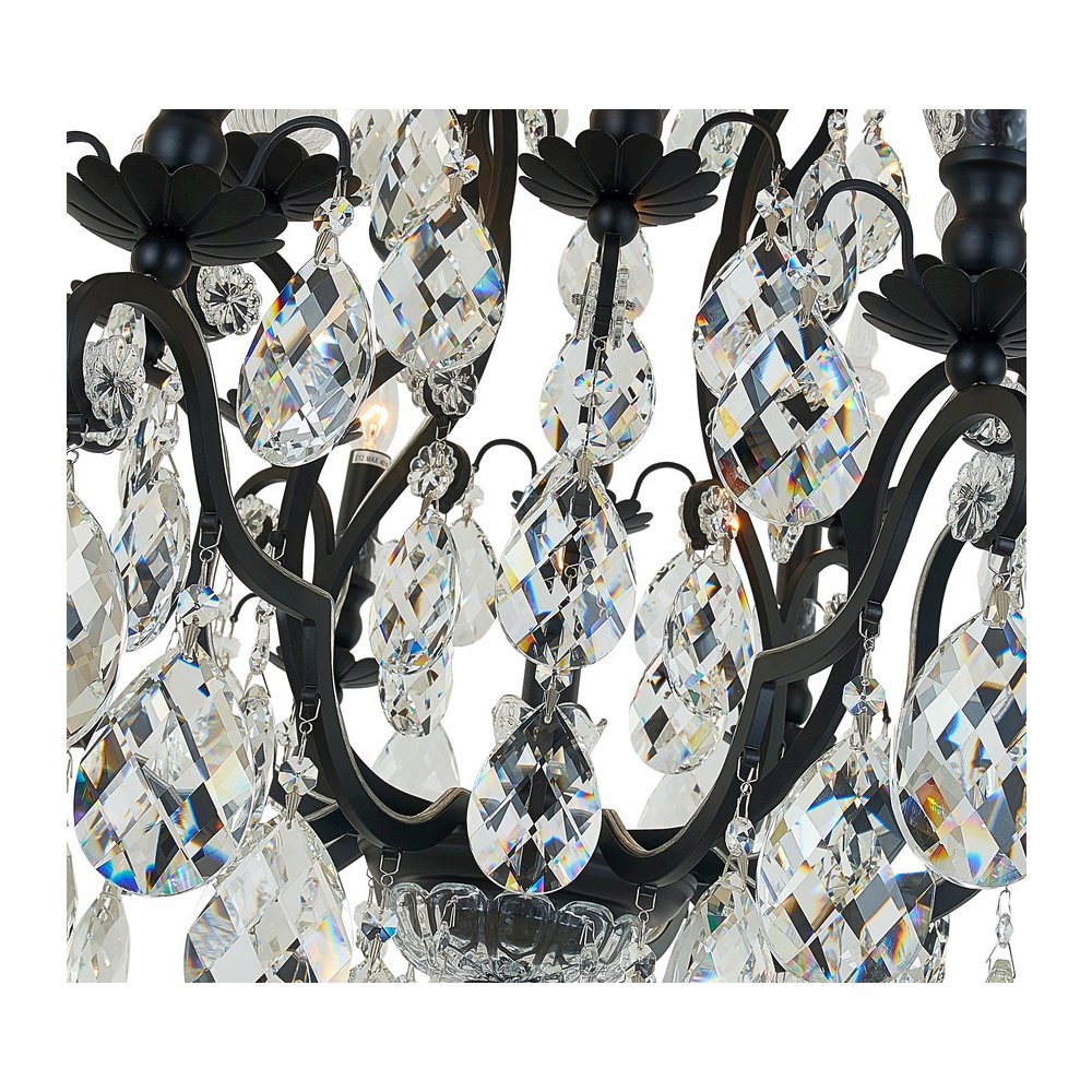 13-Light Black Chandelier With Clear Crystals