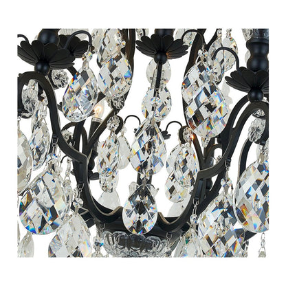 13-Light Black Chandelier With Clear Crystals