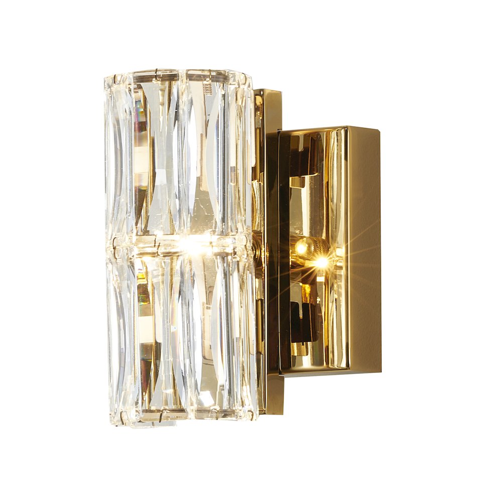 1-Light Gold Wall Sconce With Clear Crystals
