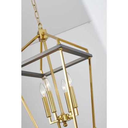 5-Light Antique Brass And Grey Metal Chandelier