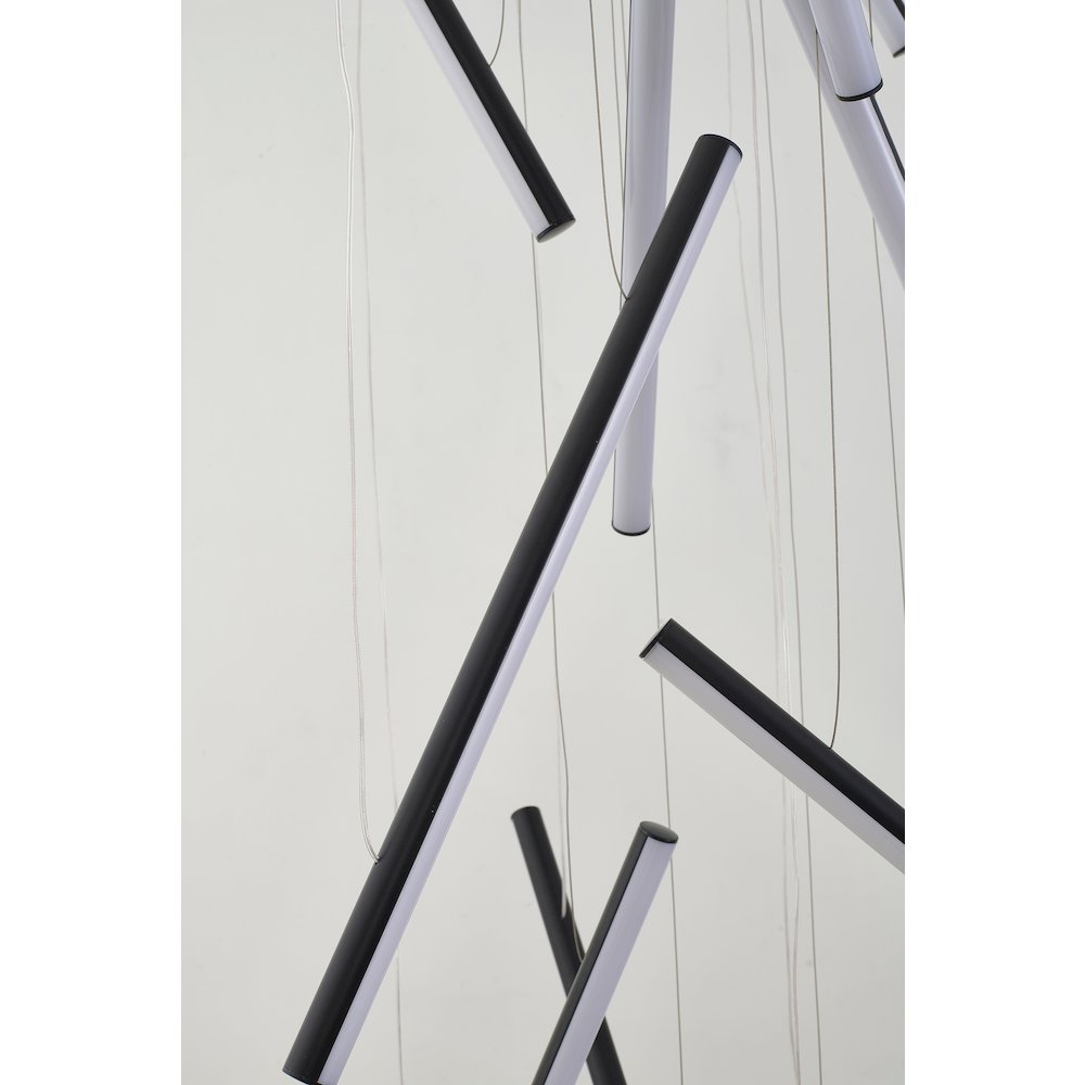 18-Light Satin Black Metal LED Chandelier With White Acrylic Diffusers