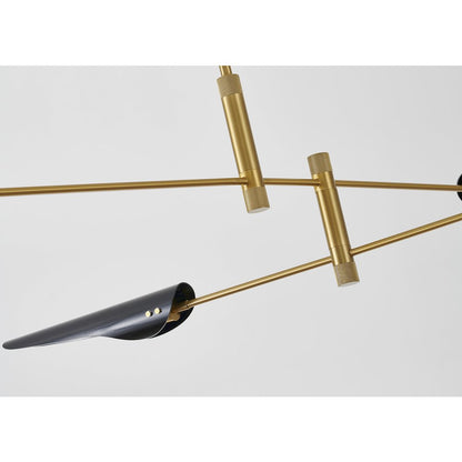 4-Light Gold Chandelier With Black Shades