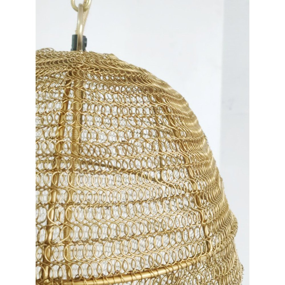 1-Light Gold Pendant With A Chain Basket Shade