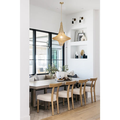 1-Light Gold Pendant With A Chain Basket Shade