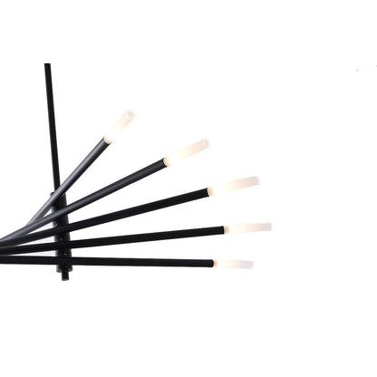 10-Light Black Iron Chandelier With frosted Glass Shades