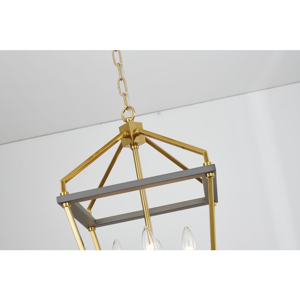 5-Light Antique Brass And Grey Metal Chandelier
