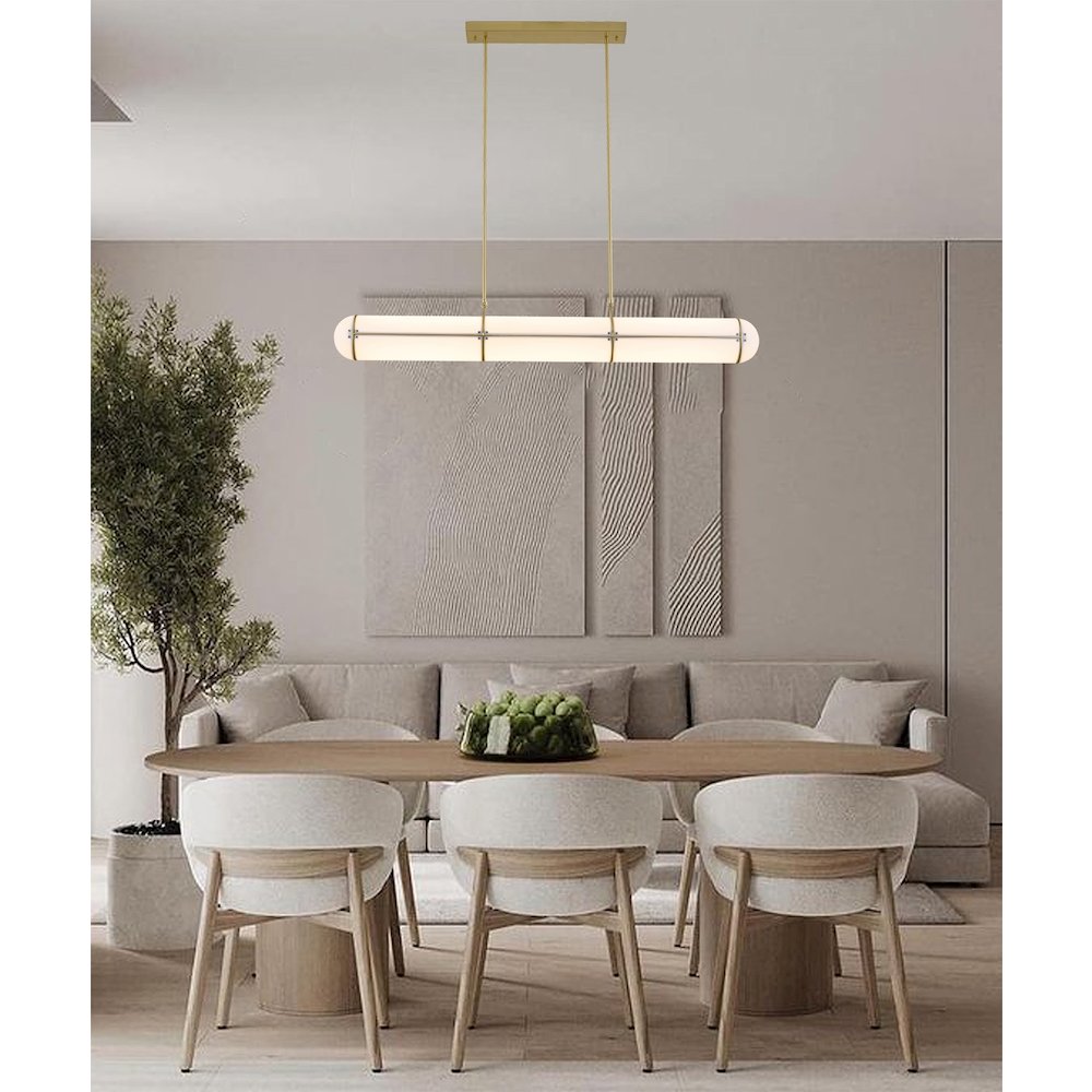 1-Light Satin Brass LED pendant With A Clear Frosted Glass Shade