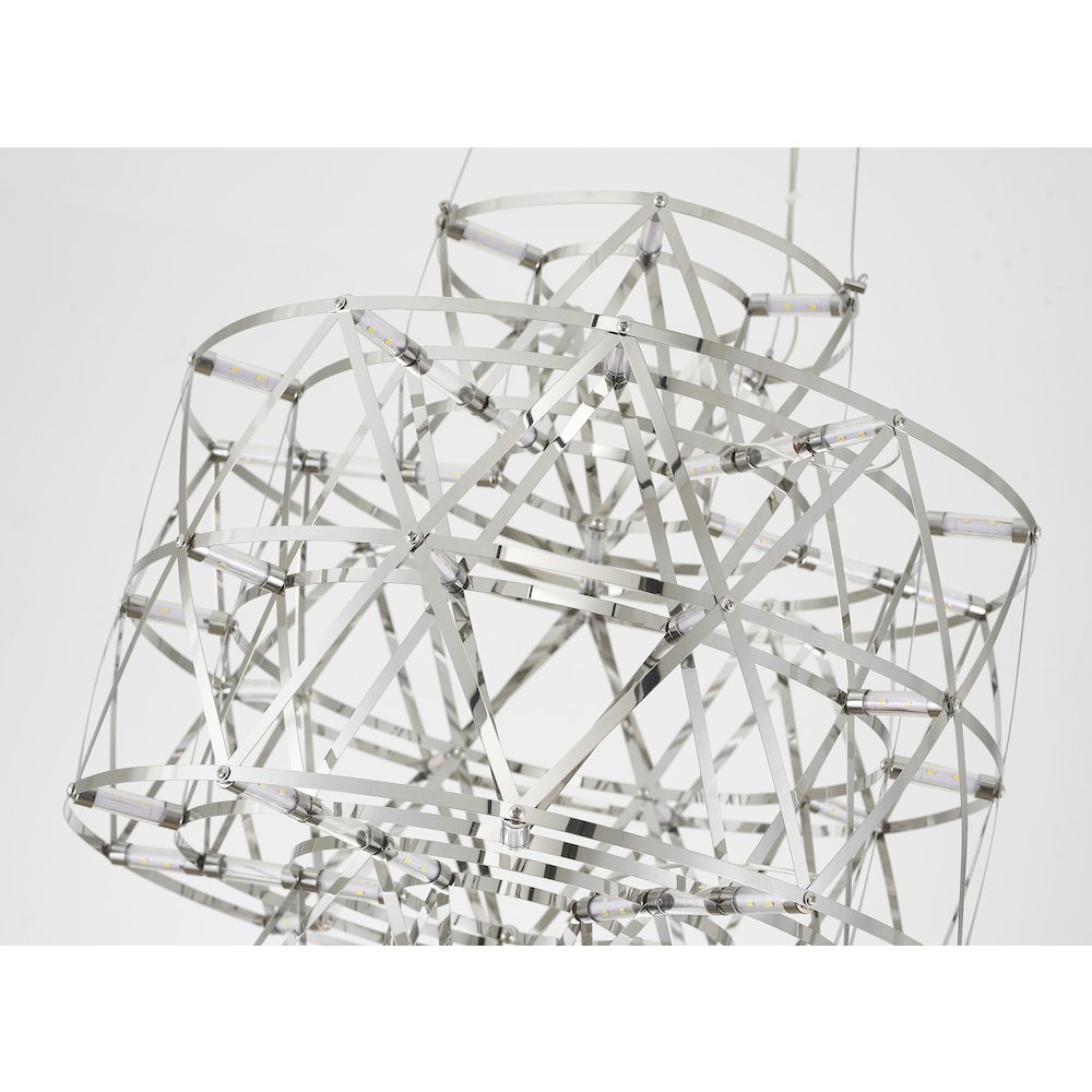 40-Light Dimmable Chrome Stainless Steel LED Chandelier in a 3-Tier Design