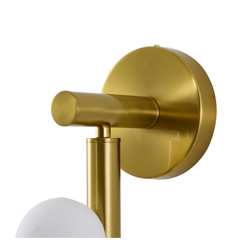 3-Light Satin Brass Metal Wall Sconce With Whtie Glass Shades