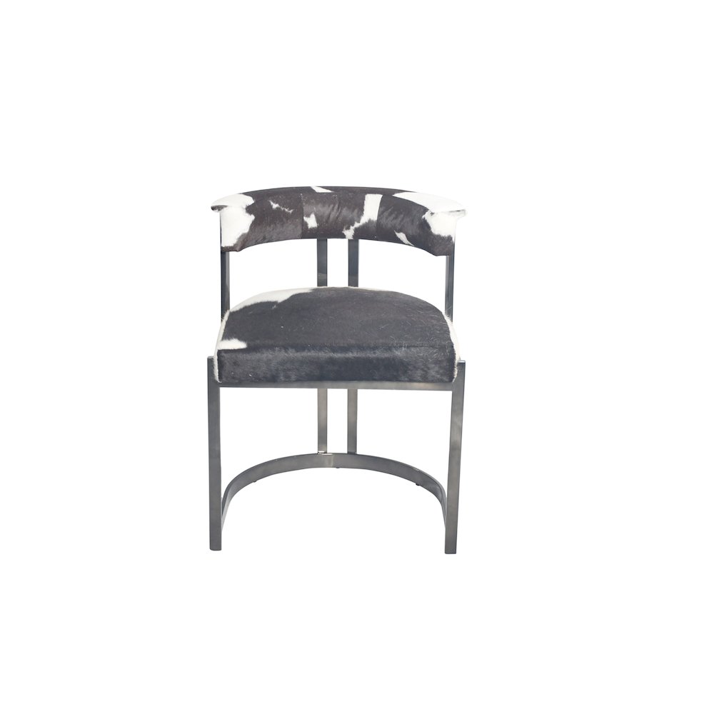 Black Stainless Steel Chair With Black And White Hairline Leather