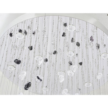 9-Light Chrome Flushed Chandelier With Smoke And Clear Glass Stones