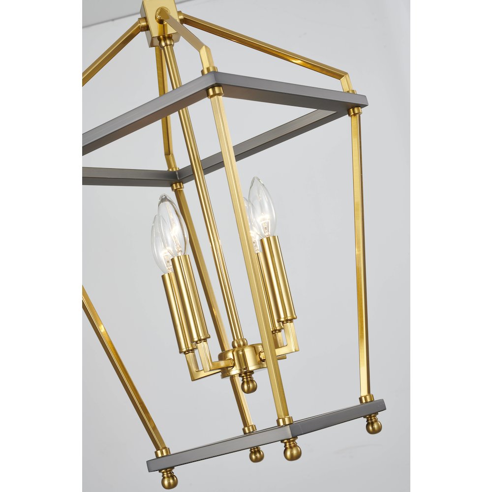 5-Light Antique Brass And Grey Metal Chandelier