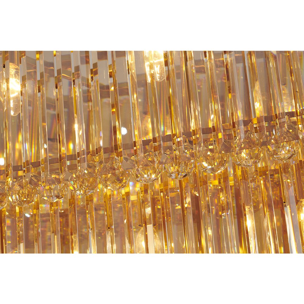 14-Light Satin Brass Chandelier With Clear And Champagne Crystals