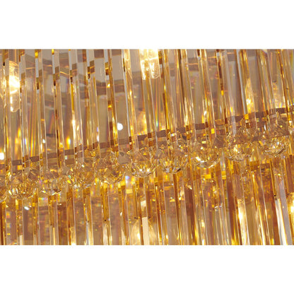 14-Light Satin Brass Chandelier With Clear And Champagne Crystals