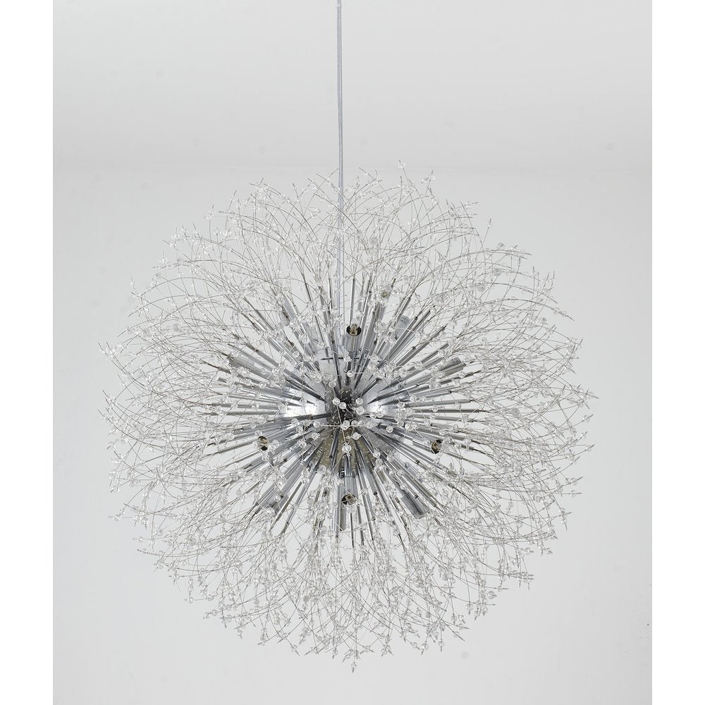 16-Light Chrome Stainless Steel Chandelier With Clear Crystal Accents