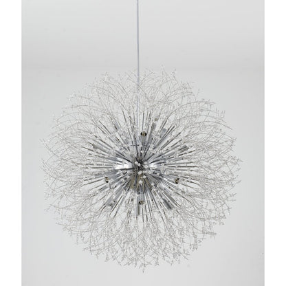 16-Light Chrome Stainless Steel Chandelier With Clear Crystal Accents