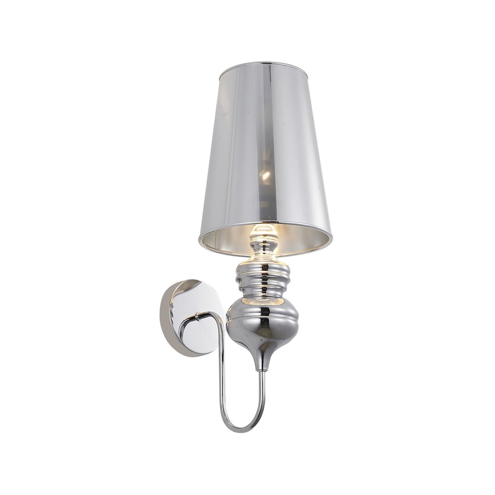 1-Light Polished Chrome Steel Wall Sconce With A Shade