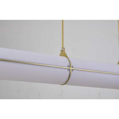 1-Light Satin Brass LED pendant With A Clear Frosted Glass Shade