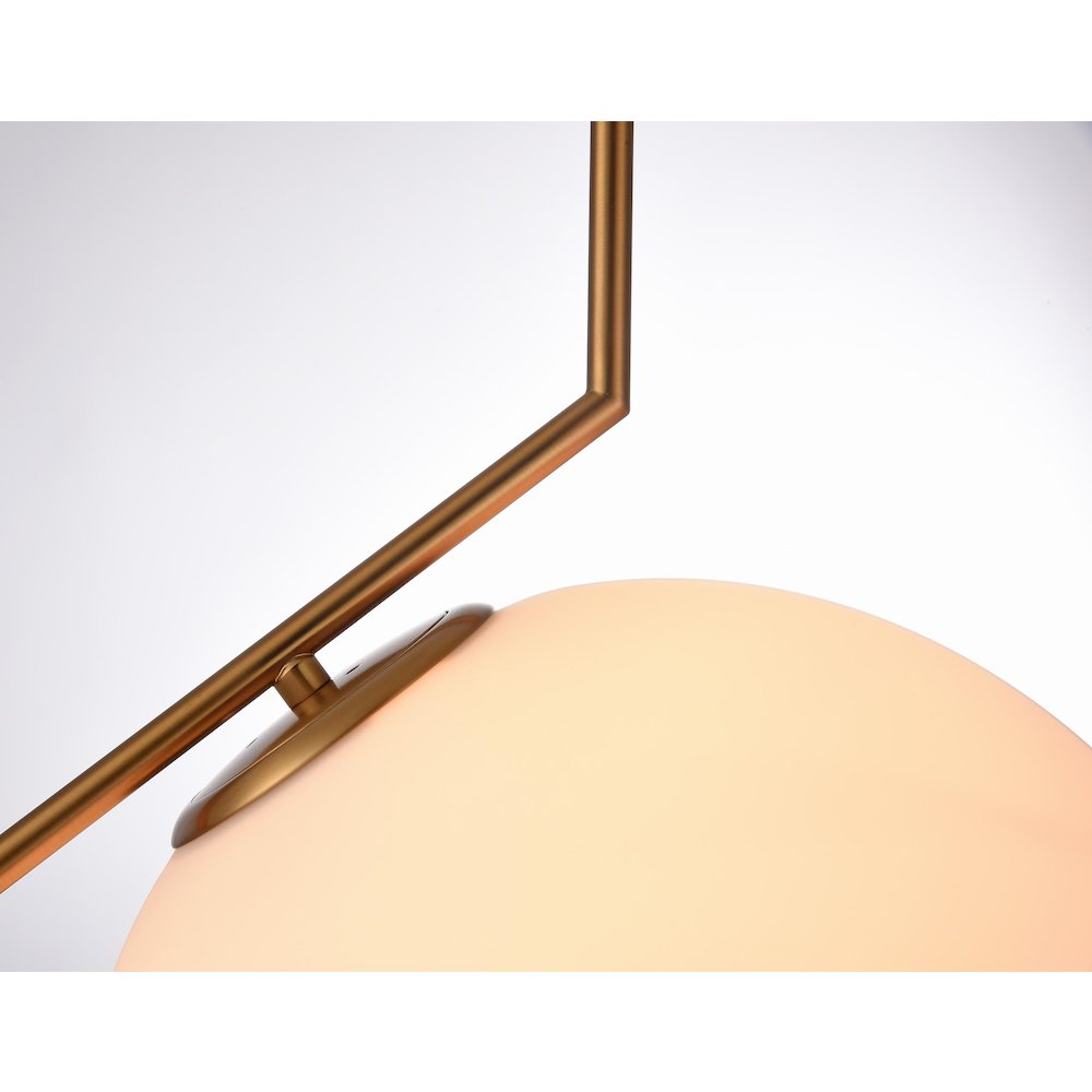 1-Light Brass Iron Single Pendant With A Milk White Glass Shade