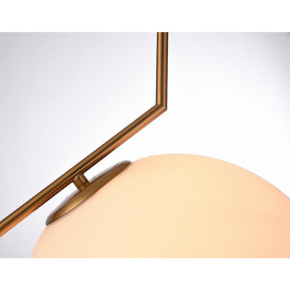 1-Light Brass Iron Single Pendant With A Milk White Glass Shade