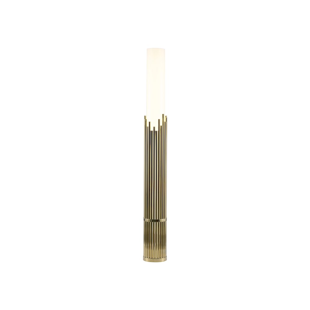3-Light Champagne Gold Stainless Steel Floor Lamp With A White Acrylic Shade